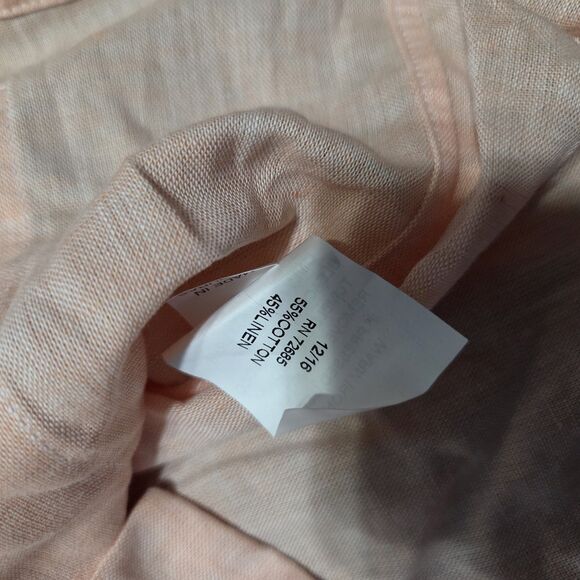 San Cristobal Classic Guayabera Peach Pink Medium Pleated Pockets - Picture 5 of 7